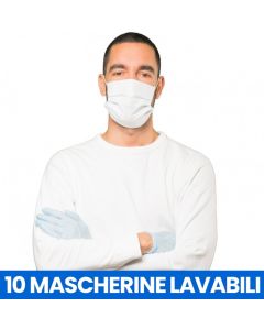 10 10 Mascherine filtranti lavabili e riutilizzabili idrorepellente, non chirurgica e non DPI colore bianco