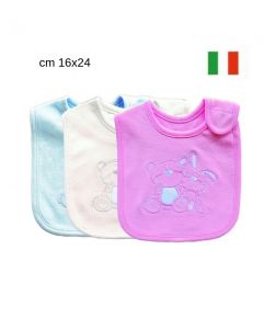 Bavette per neonato orso e coniglio con velcro confezione da 3 pezzi / bv01332