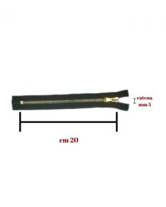 Chiusura oro light spazzolato cm 20 cursore singolo catena 5 fissa