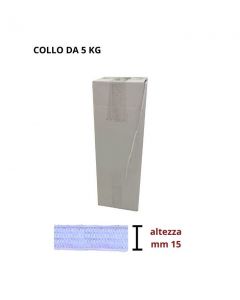 Elastico poliestere e gomma mm 15 confezionato in cartone (1 kg circa 120 mt) / art 010 gomme