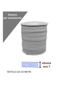 Elastico poliestere e gomma mm 7 confezionato in rotolo da 50 mt / art 05 gomme