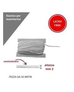 Elastico semitubolare lycra (poliestere e elastomero)  mm 3 confezionato pezza da 50 metri non contiene lattice / art 02 tubola