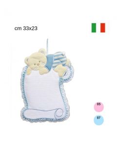 Fiocco nascita pergamena con orsetto h 33 cm x l 23 cm  / fn01016.B