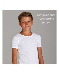 Maglia bambino scollo tondo costina mezza manica 100% cotone jersey / 10