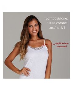 Maglia donna spalla stretta 100% cotone costina 1/1 con applicazione macrame' / 2004