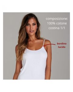 Maglia donna spalla stretta 100% cotone costina 1/1 con bordino lucido  / 2005