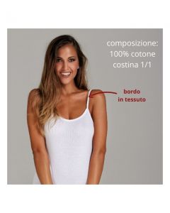 Maglia donna spalla stretta 100% cotone costina 1/1 con bordo in tessuto  / 2008