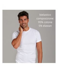 Maglia uomo bielastico scollo tondo mezza manica 95% cotone 5% elastan  / 4010