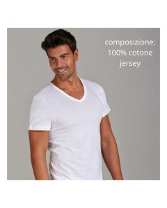 Maglia uomo scollo v mezza manica 100% cotone jersey / 1011