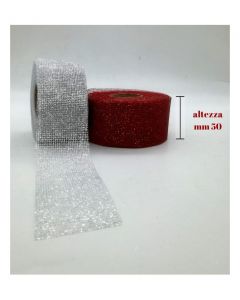 Nastro retina glitterata rotolo da metri 20 altezza 5 cm / j910/50