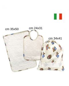 Set asilo bavaglia piu' salvietta piu' sacchetto / sa735.03