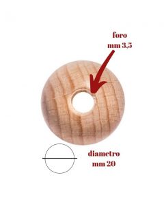 Sfere legno forate mm 20 forate confezione da 25 pezzi / 120/16