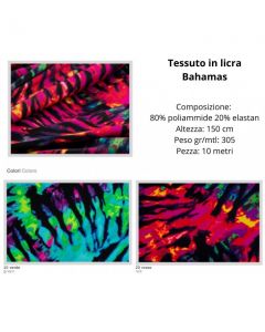 Tessuto in licra stampato  80% poliammide 20% elastan pezza da 10 metri / bahamas