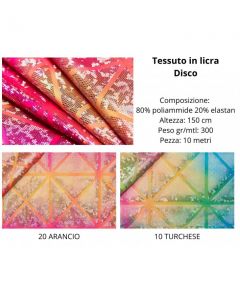 Tessuto in licra stampato  80% poliammide 20% elastan pezza da 10 metri / disco