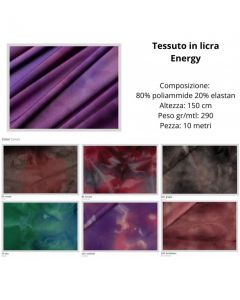 Tessuto in licra stampato  80% poliammide 20% elastan pezza da 10 metri / energy