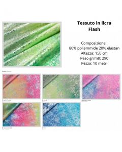 Tessuto in licra stampato  80% poliammide 20% elastan pezza da 10 metri / flash