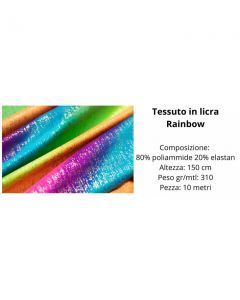 Tessuto in licra stampato  80% poliammide 20% elastan pezza da 10 metri / rainbow