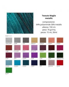 Tessuto maglia metallic 64% poliammide 36% metallo pezza da 15 metri