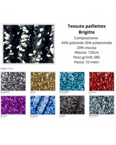 Tessuto paillettes 45% polivinile 35% poliammide 20% viscosa pezza da 10 metri / brigitte