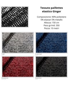 Tessuto paillettes 90% poliestere 5% elastan 5% metallo pezza da 10 metri / ginger