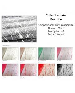 Tulle ricamato 100% poliammide pezza da 15 metri / beatrice